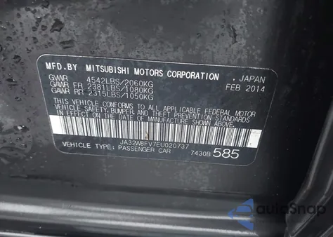 2014 Mitsubishi Lancer Evolution Gsr z USA, uszkodzony, nr VIN JA32W8FV7EU020737